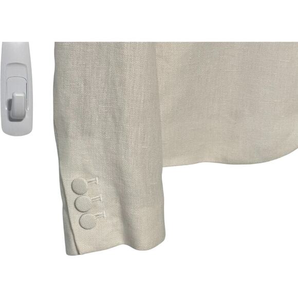 J. Crew Ivory Single Button Linen Blend Blazer with Contrast Satin Collar (6) - Picture 5 of 14